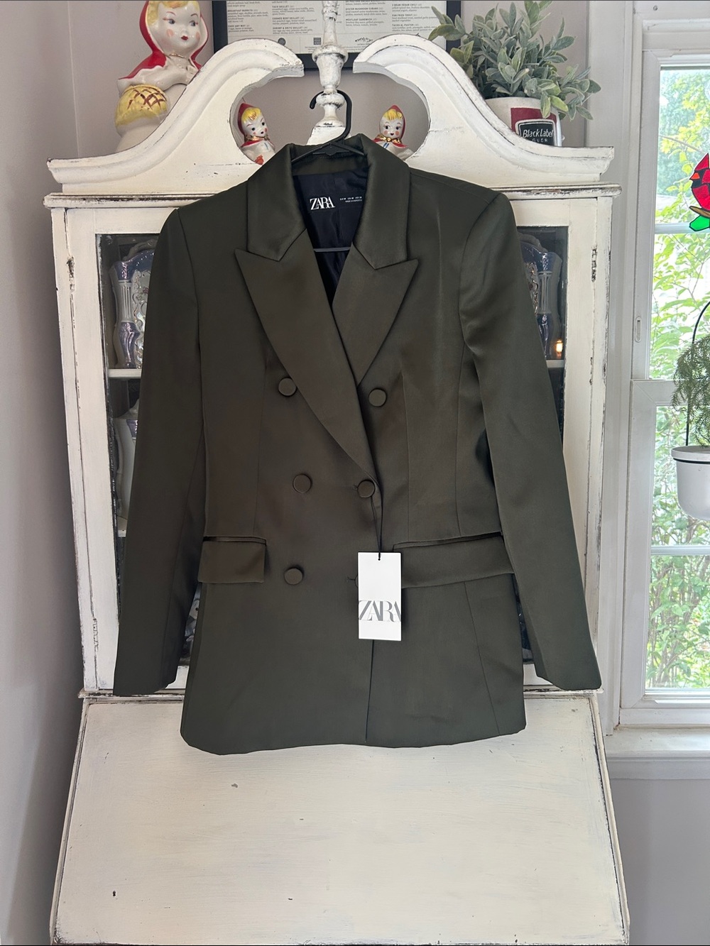 ZARA Double-Breasted Olive Blazer